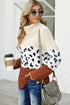 Turtleneck Splicing Chunky Knit Pullover Sweater